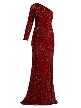 商品Tadashi Shoji | Ruched Sequined One-Sleeve Gown,商家Saks Fifth Avenue,价格¥3610图片