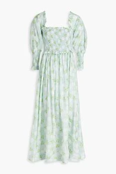 Ganni | Shirred floral-print cotton and silk-blend maxi dress 2.5折×额外9.5折, 额外九五折