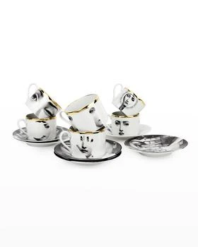 FORNASETTI | Set of 6 Tea Cups Tema e Variazioni 2005 Gold,商家Neiman Marcus,价格¥14694