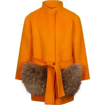 推荐Fur detailing woolen coat in orange商品