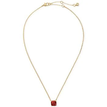 Kate Spade | Gold-Tone Square Glitter Stone Mini Pendant Necklace, 17" + 3" extender 
