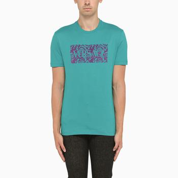 推荐Flock Barocco Silhouette turquoise crew neck t-shirt商品