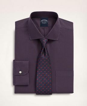 Brooks Brothers | Stretch Big & Tall Dress Shirt, Non-Iron Poplin English Spread Collar Gingham商品图片,