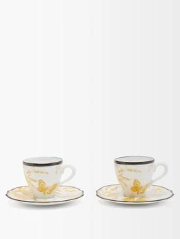 Gucci | Set of two Herbarium porcelain cups and saucers,商家MATCHES,价格¥3699