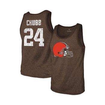 Majestic, Majestic | Men's Threads Nick Chubb Heathered Brown Cleveland Browns Name and Number Tri-Blend Tank Top商品图片 7.4折