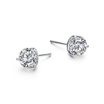 商品Rachel Glauber | White Gold Plated 3-Prong Martini Solitaire Stud Earrings,商家Macy's,价格¥408图片