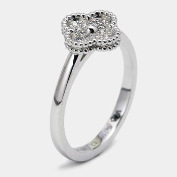 Van Cleef & Arpels, [二手商品] Van Cleef & Arpels | Van Cleef & Arpels Sweet Alhambra Diamond 18K White Gold Ring Size 52商品图片 9.3折