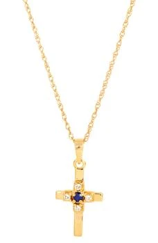 Savvy Cie Jewels | Yellow Gold Vermeil Sapphire & CZ Cross Pendant Necklace 2.4折