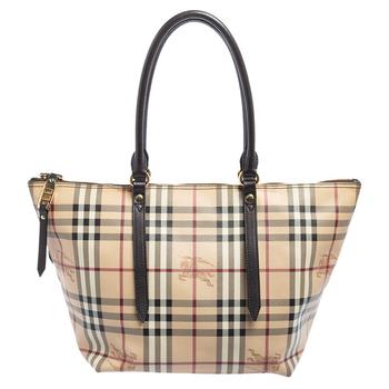 burberry托特包, [二手商品] Burberry | Burberry Beige/Brown Haymarket Check PVC and Leather Small Salisbury Tote商品图片 6折, 满1件减$100, 满减