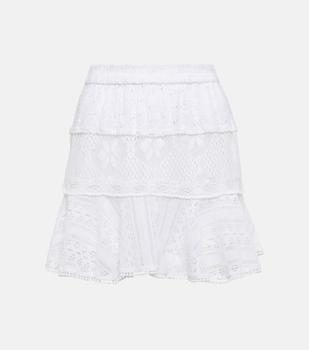 商品LOVESHACKFANCY | Diamond embroidered cotton-blend miniskirt,商家MyTheresa,价格¥1562图片