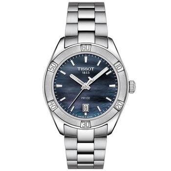 天梭女表图片, Tissot | Women's Swiss PR 100 Sport Chic T-Classic Gray Stainless Steel Bracelet Watch 36mm商品图片 