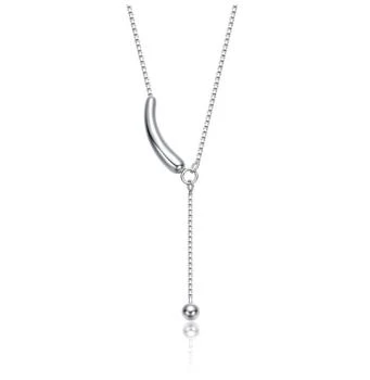 Rachel Glauber | Sterling Silver White Gold Plated Minimalist Curved Pendant Y-Necklace,商家Premium Outlets,价格¥430