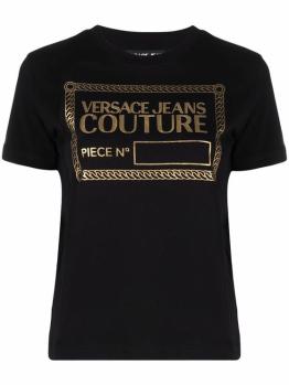 Versace | VERSACE JEANS 女士黑色棉质圆领T恤 72HAHT17-CJ00O-G89商品图片,满$100享9.5折, 满折