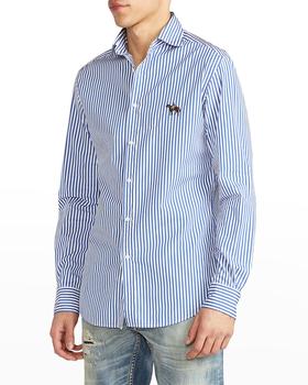 ralph lauren sport, Ralph Lauren | Men's Aston Standing Horse Striped Sport Shirt商品图片 