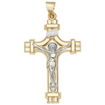 商品Crucifix Cross Pendant in 14k Yellow and White Gold图片