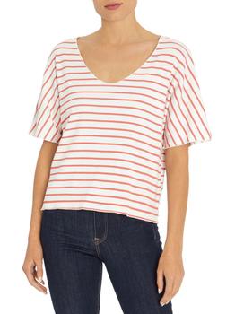 推荐Womens Striped V Neck T-Shirt商品
