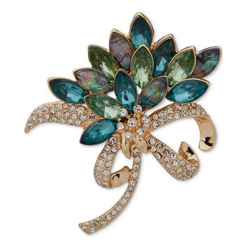 商品Anne Klein | Gold-Tone Stone & Crystal Pavé Bouquet & Ribbon Pin,商家Macy's,价格¥216图片