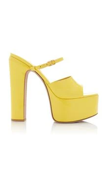 推荐Valentino Garavani - Tan-Go Leather Platform Sandals - Yellow - IT 38.5 - Moda Operandi商品