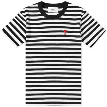 推荐AMI Small A Heart Stripe T-Shirt商品