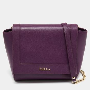 推荐Furla Purple Leather Ginevra Shoulder Bag商品
