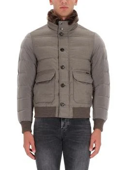 MOORER | Padded Grey Jacket With High Faux Fur Collar And Quilted Design,商家Premium Outlets,价格¥17707