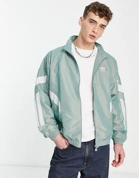 推荐adidas Originals Rekive cut & sew woven track jacket in green商品