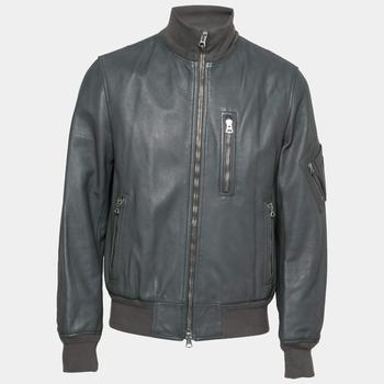 burberry短袖上海, [二手商品] Burberry | Burberry Grey Leather Zip Front Long Sleeve Jacket XL商品图片 8.4折, 满1件减$100, 满减