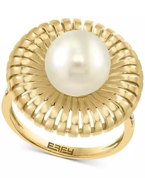 Effy | EFFY® Freshwater Pearl (12mm) & Diamond (1/20 ct. t.w.) Sunray Statement Ring in 14k Gold,商家Macy's,价格¥6638