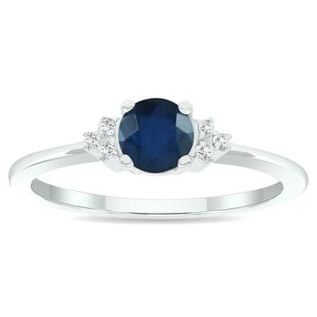 SSELECTS | Women's Sapphire And Diamond Half Moon Ring In 10K White Gold,商家Premium Outlets,价格¥1655