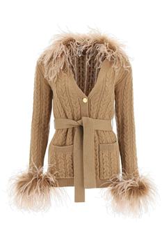 valentino价格, Valentino | WOOL CARDIGAN WITH OSTRICH FEATHERS商品图片 额外7.5折, 额外七五折