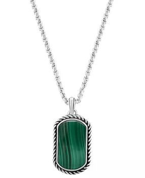 Effy | EFFY® Men's Malachite Dog Tag 22" Pendant Necklace in Sterling Silver,商家Macy's,价格¥7477