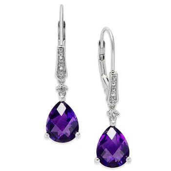 Macy's | Gemstone (3-3/4 ct. t.w.) and Diamond Accent Birthstone Drop Earrings in Sterling Silver,商家Macy's,价格¥590