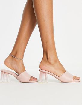 推荐ALDO Kylah mule heeled sandals with frosted heel in pink商品