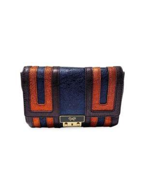 推荐Anya Hindmarch Ebenezer Shoulder Bag In Blue Metallic Leather商品