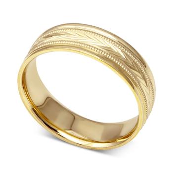 商品Macy's | Men's Engraved Wedding Band in 14k Gold,商家Macy's,价格¥13060图片