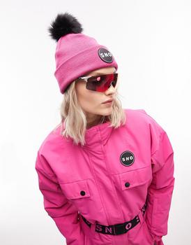 Topshop | Topshop Ski fur pom beanie in pink商品图片,