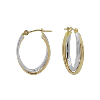 商品Macy's | Two-Tone Hoop Earrings in 18k Yellow and white gold 7/16",商家Macy's,价格¥3557图片