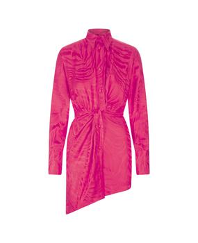 推荐Short Shirt Dress In Pink Jacquard Viscose With Knot商品