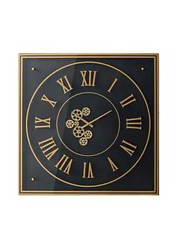 商品A & B Home | 35.25" Black and Gold Gear Roman Numerals Square Framed Wall Clock,商家Belk,价格¥2406图片