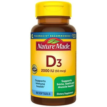 Nature Made | Vitamin D3 2000 IU (50 mcg) Softgels 满二免一, 满免