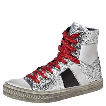 推荐Amiri Multicolor Glitter And Leather High Top Sneakers Size 40商品