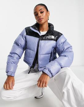 The North Face | The North Face Nuptse cropped down jacket in blue and black商品图片,7.4折