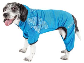 商品Pet Life | Pet Life  Active 'Pawsterity' Mediumweight 4-Way-Stretch Yoga Fitness Dog Tracksuit Hoodie,商家Premium Outlets,价格¥308图片