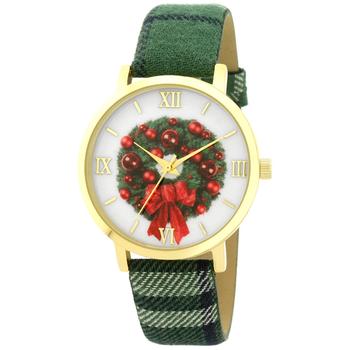 Charter Club | Women's Green Plaid Fabric Strap Watch 40mm, Created for Macy's商品图片,