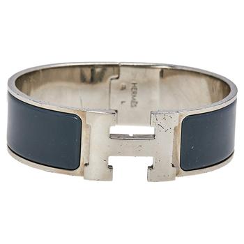美国爱马仕手镯, [二手商品] Hermes | Hermès Clic Clac H Grey Enamel Palladium Plated Wide Bracelet PM商品图片 6.6折, 满1件减$100, 满减