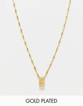 ASOS | ASOS DESIGN 14k gold plated necklace with simple E initial商品图片,