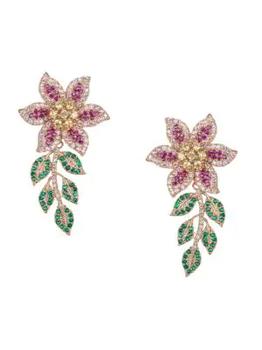 Eye Candy LA | The Luxe Collection 18K Goldplated & Cubic Zirconia Floral Drop Earrings商品图片,5折