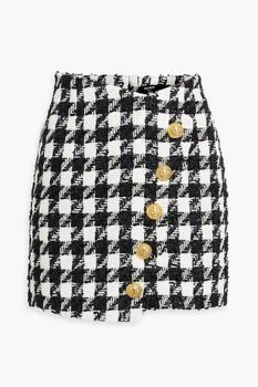 推荐Button-embellished houndstooth tweed mini skirt商品