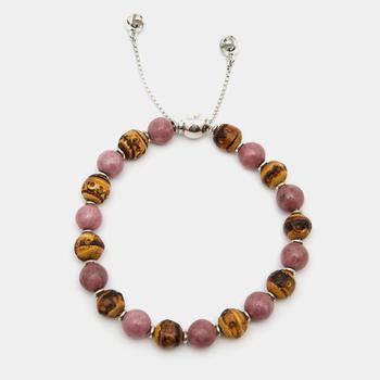 Gucci | Gucci Bi-color Stone & Wood Beaded Sterling Silver Adjustable Bracelet 17商品图片,