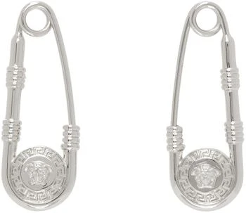 Versace | Silver Safety Pin Earrings,商家Ssense US,价格¥1370